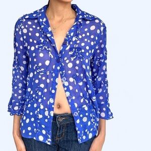 Draper’s & Damon’s Blue Polka Dot Sheer Blouse 💙✨